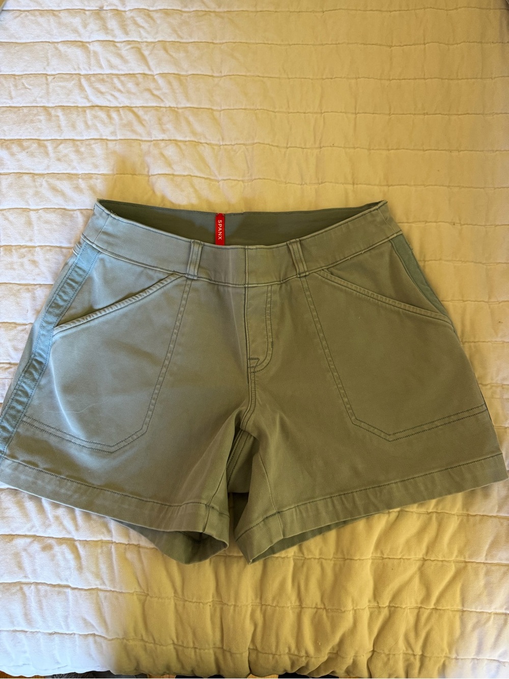 SPANX Olive Green Casual Bermuda Shorts